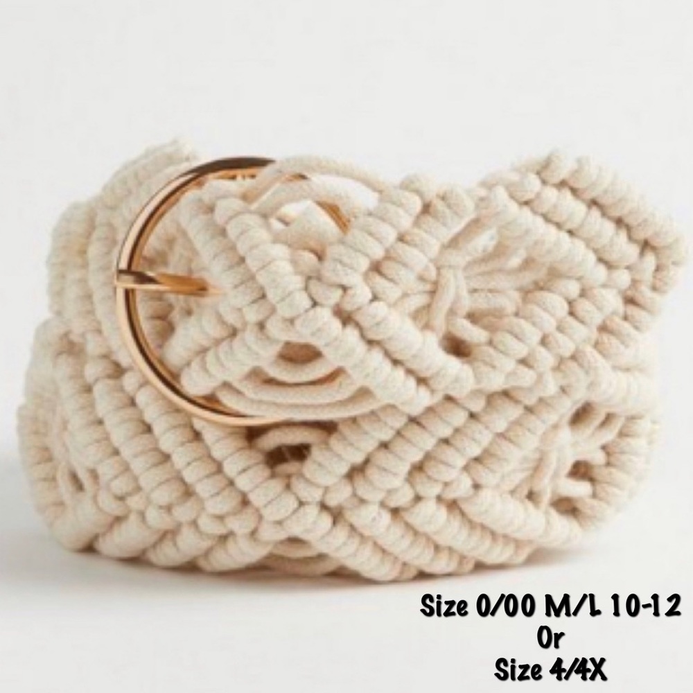 🆕 Crochet Denim Belt 4 4X 26 M L 10 12 0 00 NWT Torrid New! Ivory